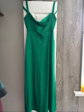 Emerald Green Satin Slip Maxi Dress - Women's Evening Slip